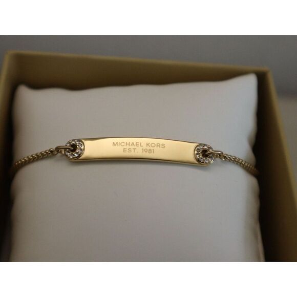 Michael Kors MKJX6351710 Women's Gold-Tone Haute Plaque Slider Bracelet - Picture 7 of 8